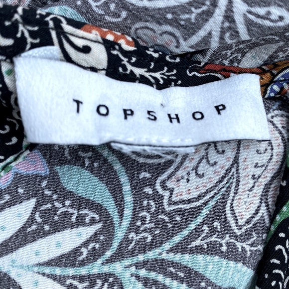 ASOS I TopShop Whimsical Floral Maxi Dress Long Puff Sleeves w Wrist Ties - Picture 10 of 11